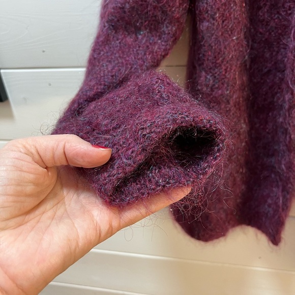 Handmade Wool-Blend Cardigan Burgundy Size L/XL (no tag, refer to measurements) - Picture 4 of 8